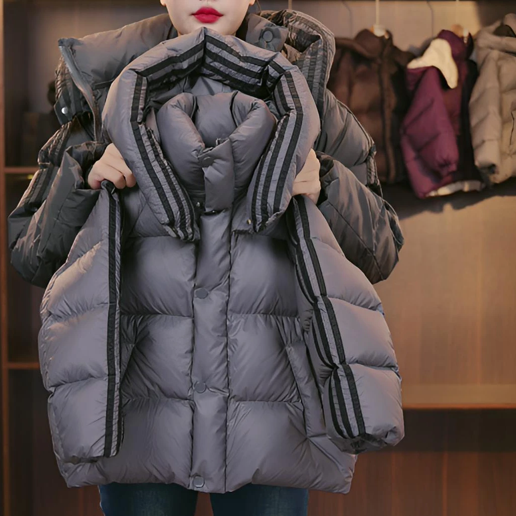 现货【JT】双倍充绒新款儿童羽绒服短款男女童条纹厚款韩版休闲