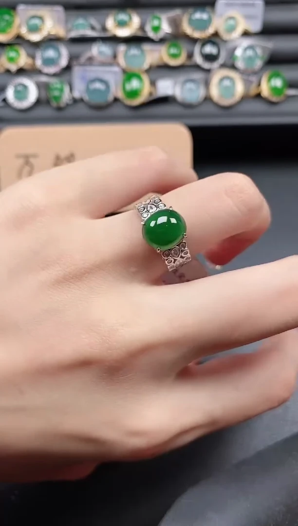 翡翠戒指银S925镶嵌51511