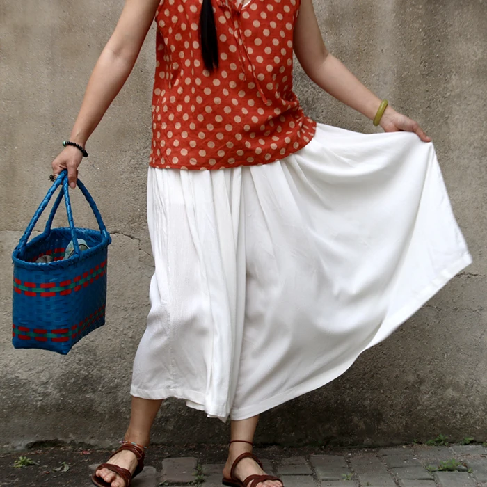 不够讨喜但自由～暖丑自制白色汉麻真丝凉爽裙裤～