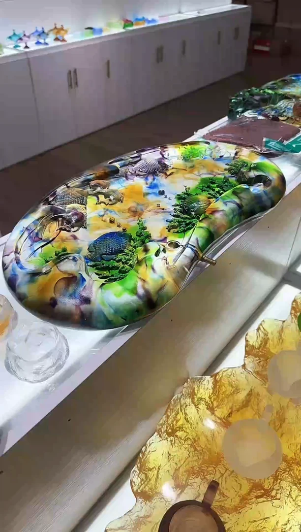 手工艺品琉璃海底世界茶盘