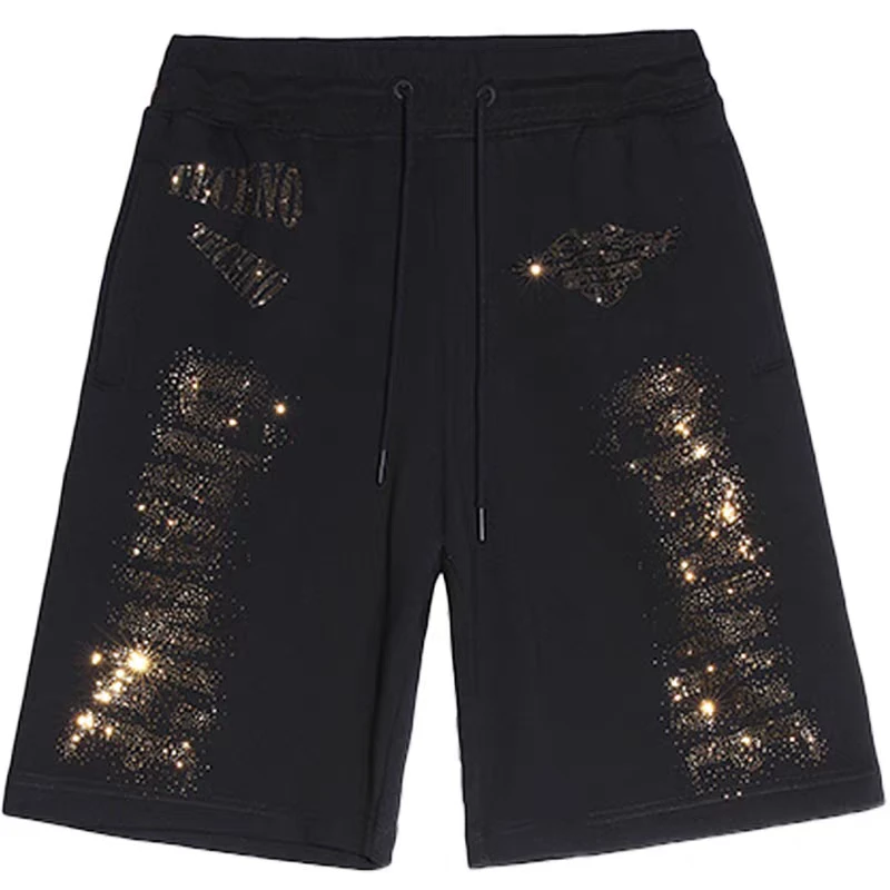 TCH轻奢时尚秋季烫钻字母烫钻黑色休闲短裤T21121C6020私服tch