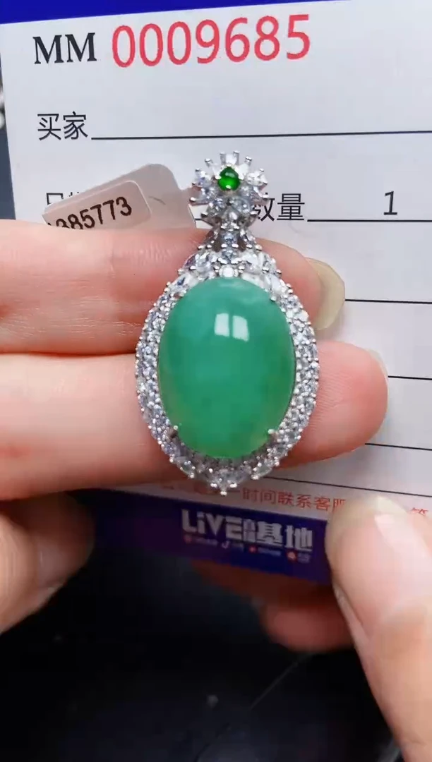 翡翠银S925镶嵌颈饰9685
