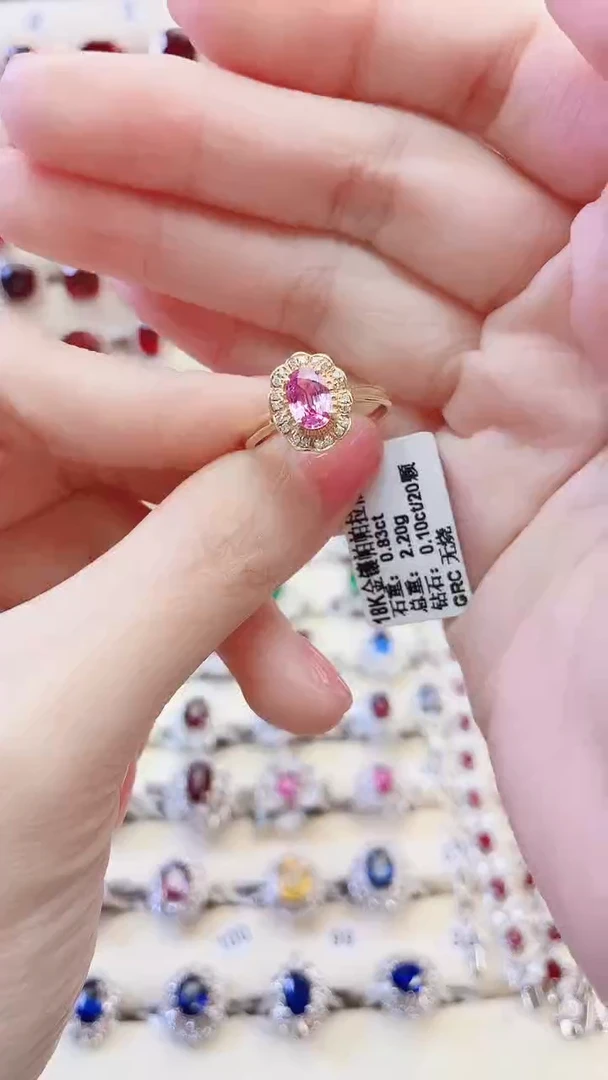 18K金戒指彩色蓝宝石18K金镶嵌1