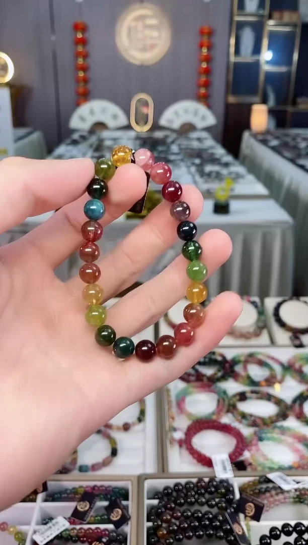 未镶嵌收藏级老矿碧玺单圈手串8mm+碧玺xion多样性发一条