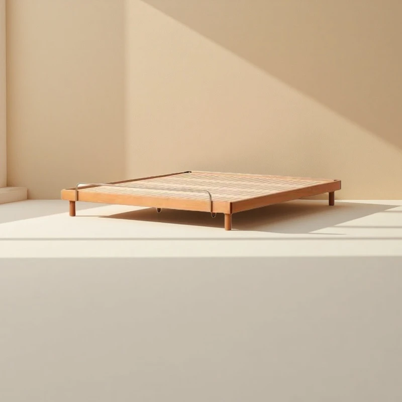 北欧呼呼榻榻米床/家用简约实木双人床樱桃木家具无床头落地矮床