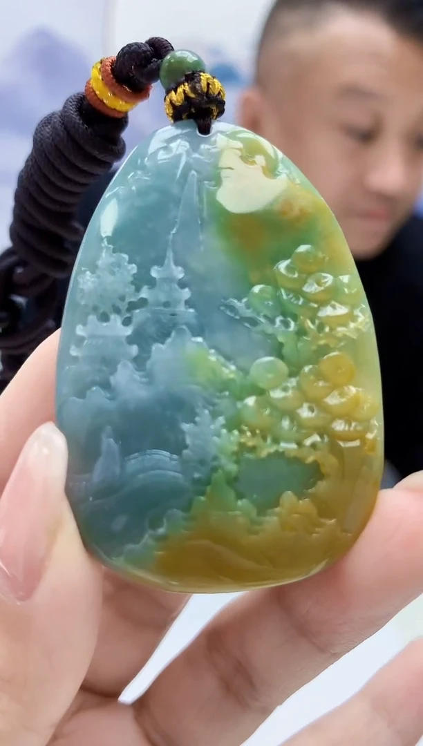【闪购商品】定制翡翠未镶嵌4969-kk-毛货挂件54