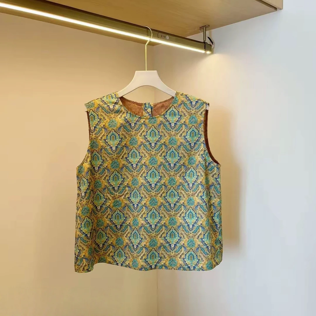 小众复古设计款新中式碎花无袖上衣2025夏季新款百搭时尚漂亮小衫