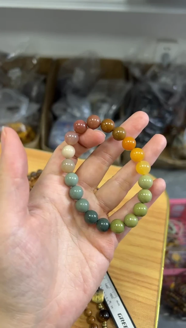 玛瑙/玉髓手链未镶嵌阿拉善彩虹玛瑙手串[858]