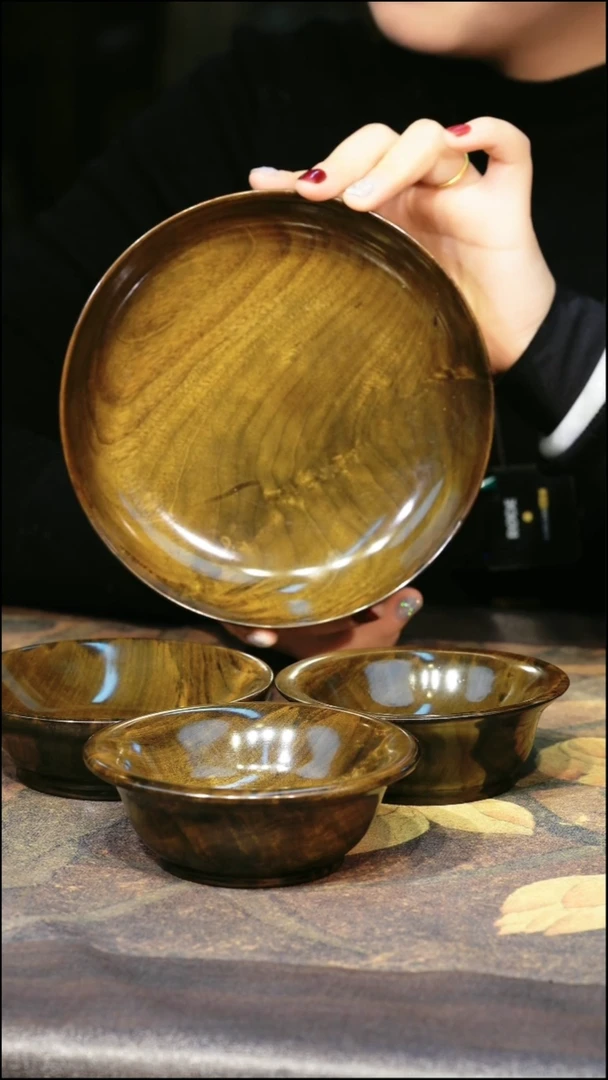 金丝楠小叶桢楠阴沉料大漆工艺碗 【8】