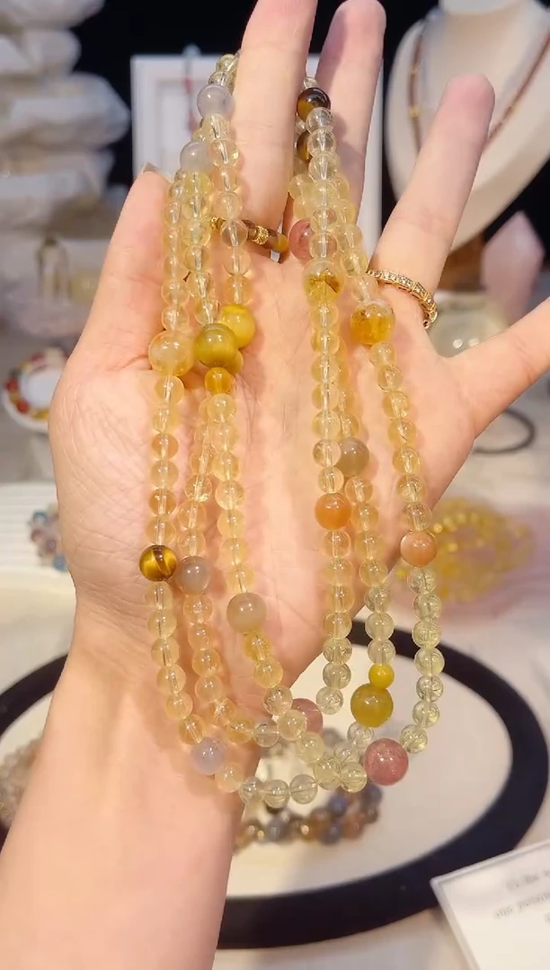 未镶嵌手串水晶双圈黄水晶