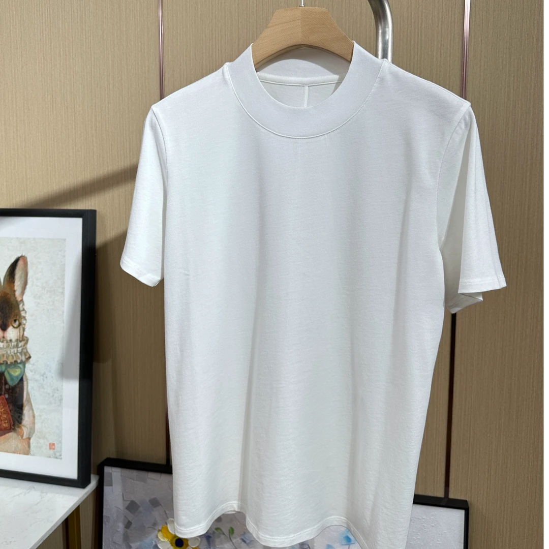 企鹅领短袖夏季圆领纯色T恤上衣打底衫春夏百搭简约修身纯棉