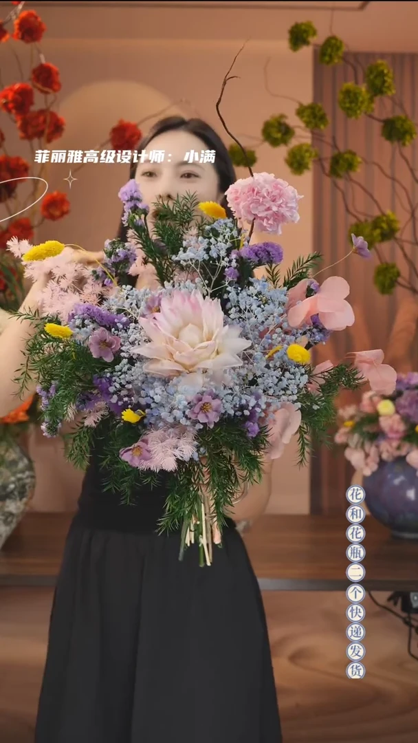 琉璃手工艺品单花束不带花瓶