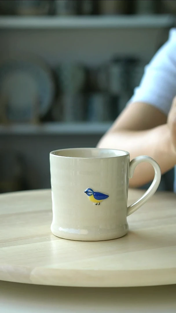 陶瓷微瑕出日小鸟240ml马克杯@42@