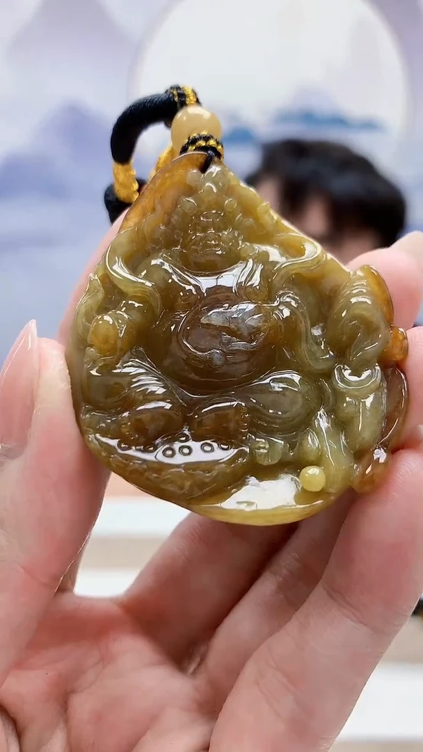 未镶嵌定制翡翠5060MM-毛货挂件95