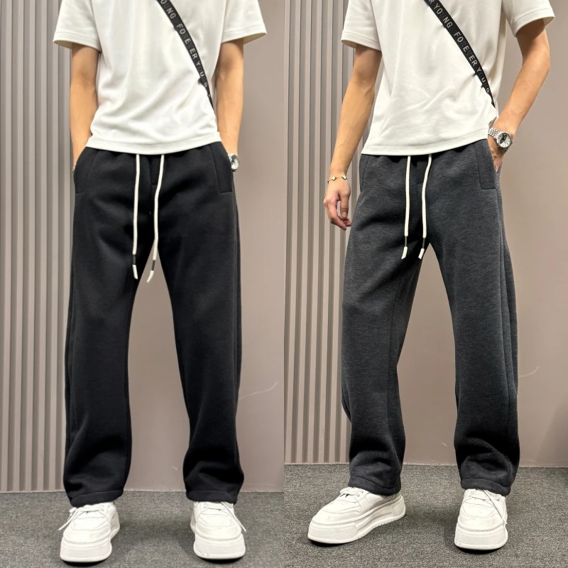 男款秋冬季宽松抽绳直筒阔腿弯刀裤男美式潮牌时尚百搭弯刀休闲裤