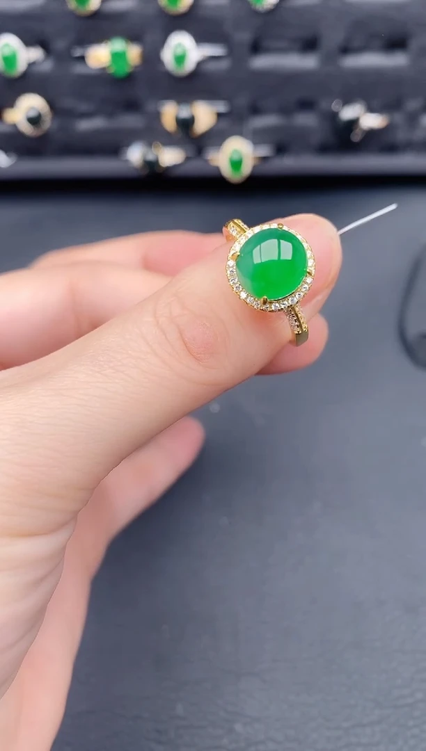 银S925镶嵌戒指翡翠天然a货翡翠116