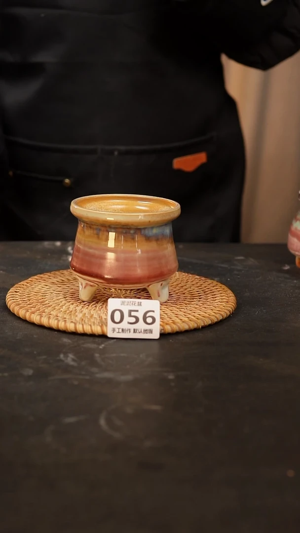 【闪购商品】瓷片056泥泥手工花盆口8高8