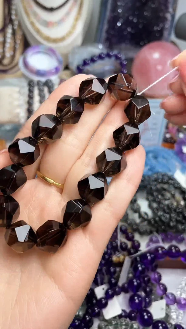 【闪购商品】烟晶手链未镶嵌天然茶水晶刻面手链