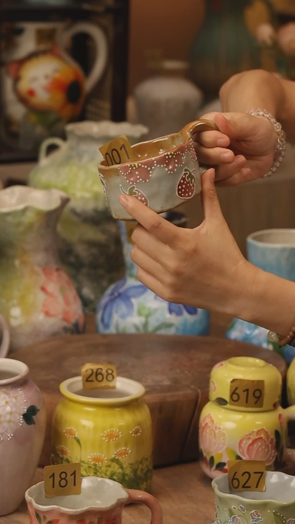 陶瓷001景德镇设计师手作花器摆件侘寂风