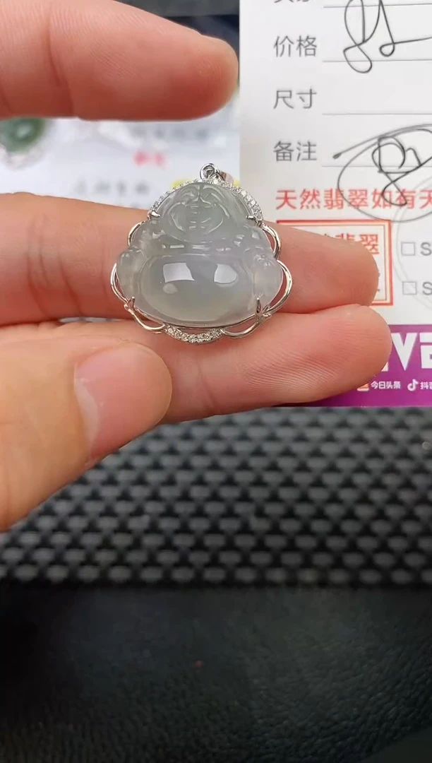 翡翠银S925镶嵌颈饰斯*文挂件