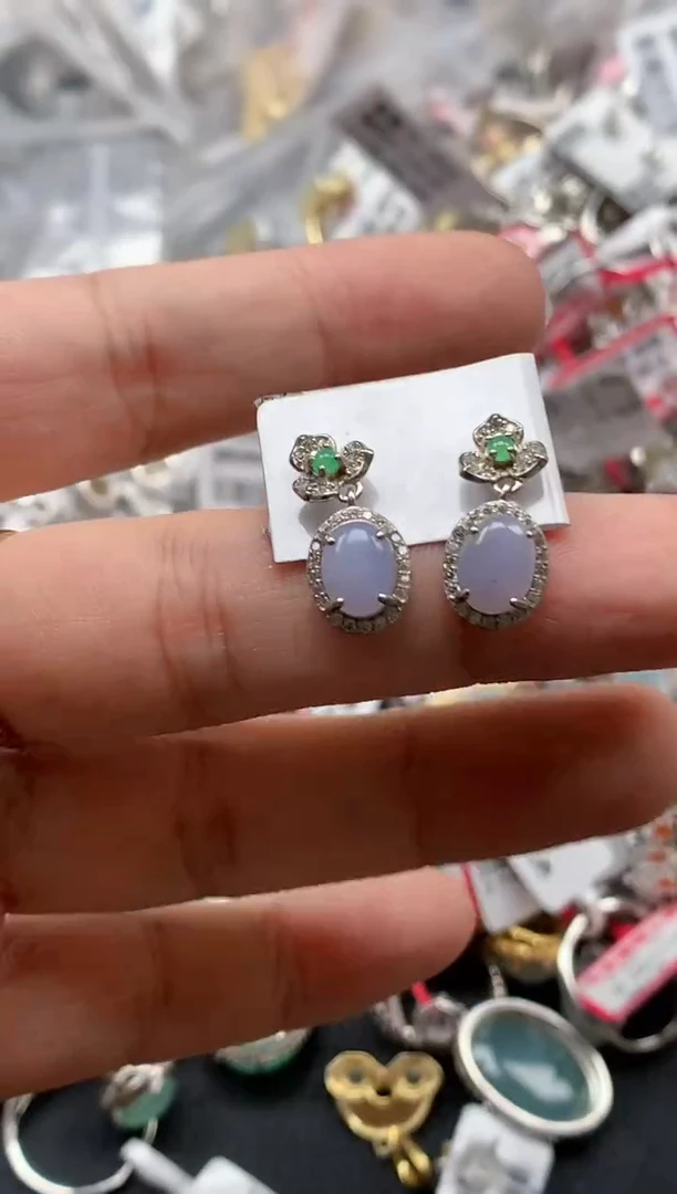 翡翠戒指银S925镶嵌天然A货缅甸翡翠