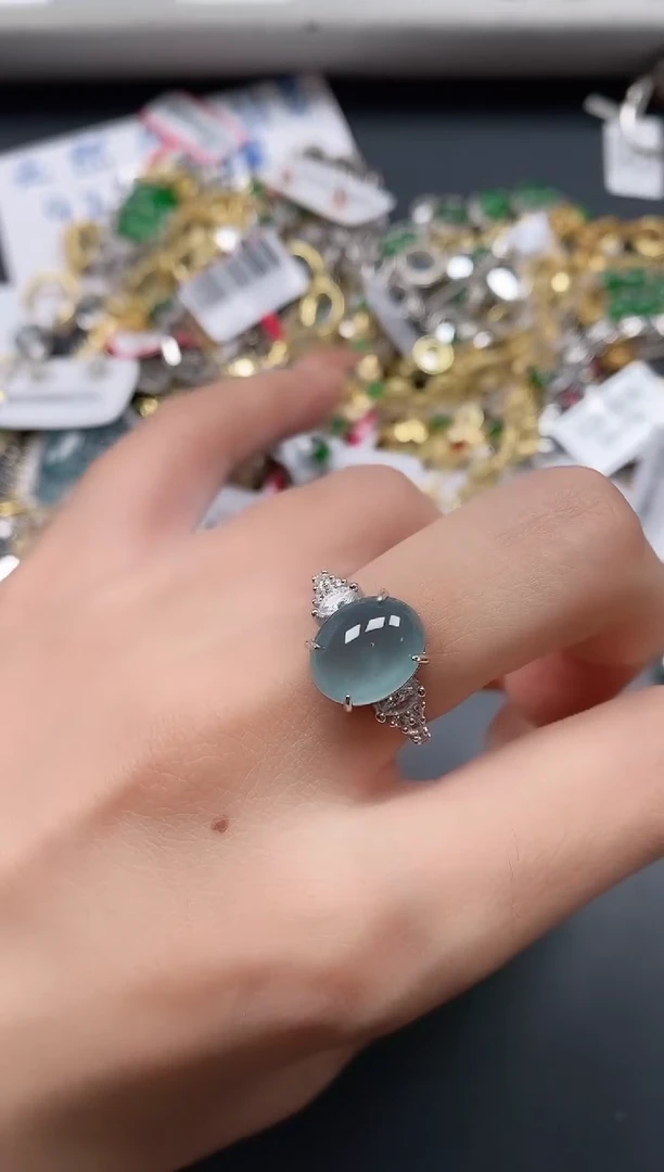 银S925镶嵌戒指翡翠111