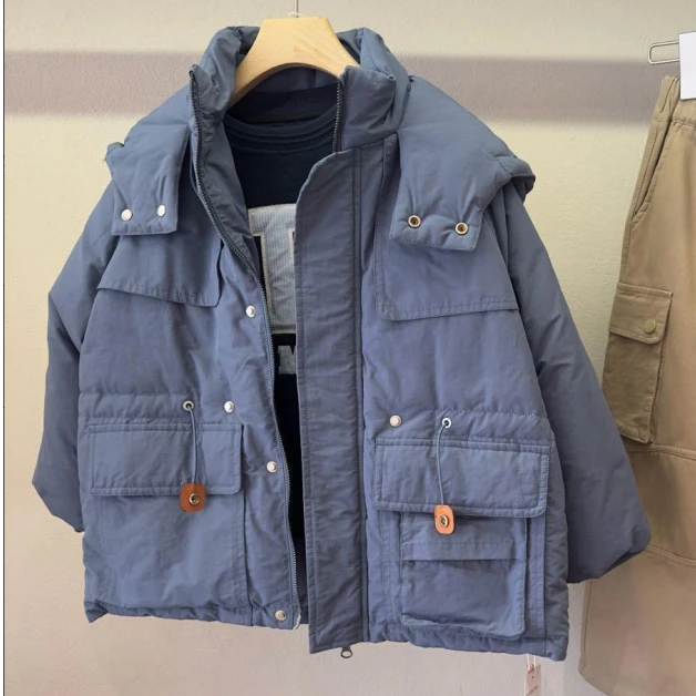 357高端专享冬季连帽羽绒服蓝色（林）