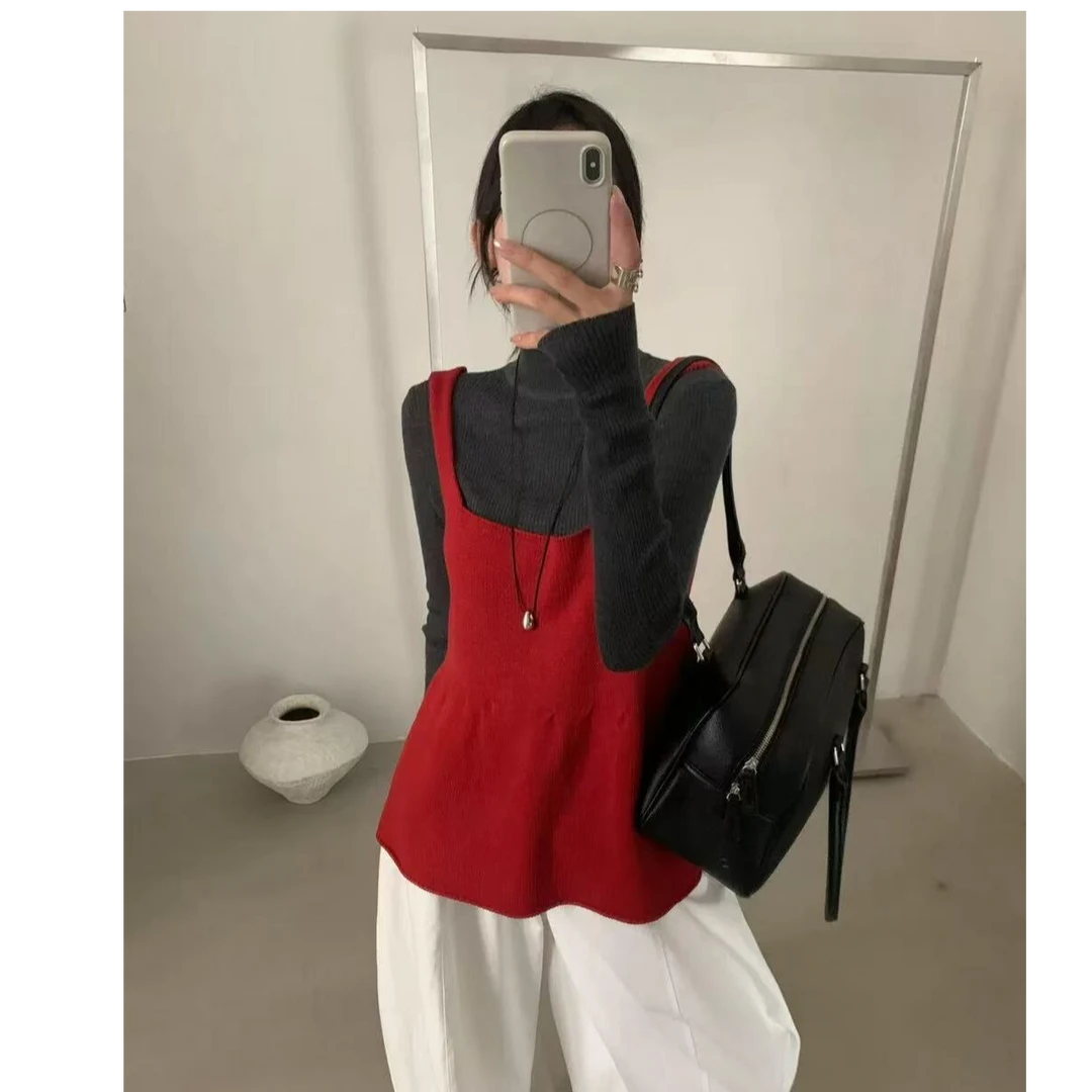 670•娃娃版 MY# 东大门减龄娃娃版卷边毛衣吊带背心•