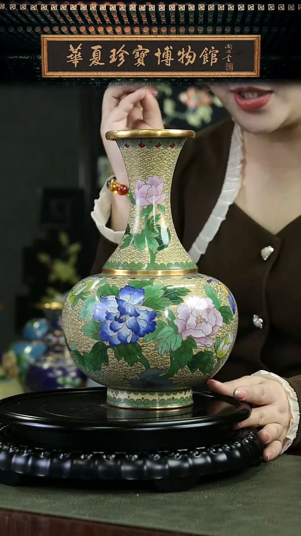 【闪购商品】非遗老物 景泰蓝玉壶春赏瓶 米色