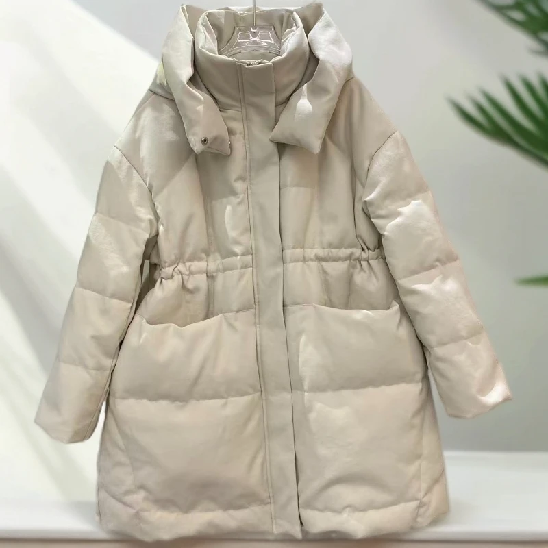 水淼2025秋冬新款韩版连帽收腰中空纱羽绒服-1708