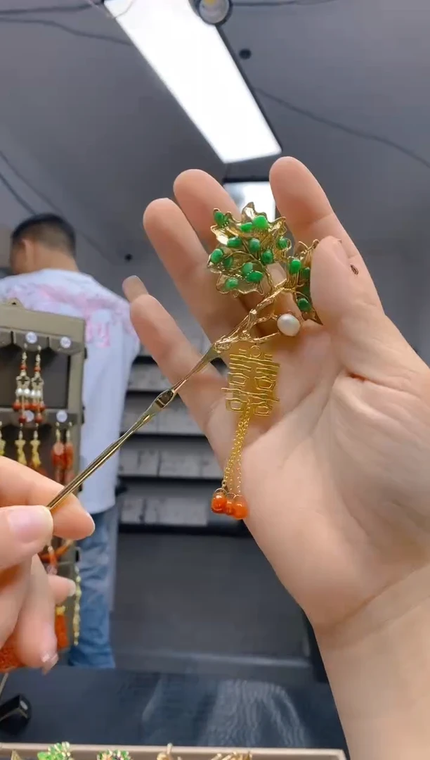 【闪购商品】翡翠耳饰合金0139翡翠发簪