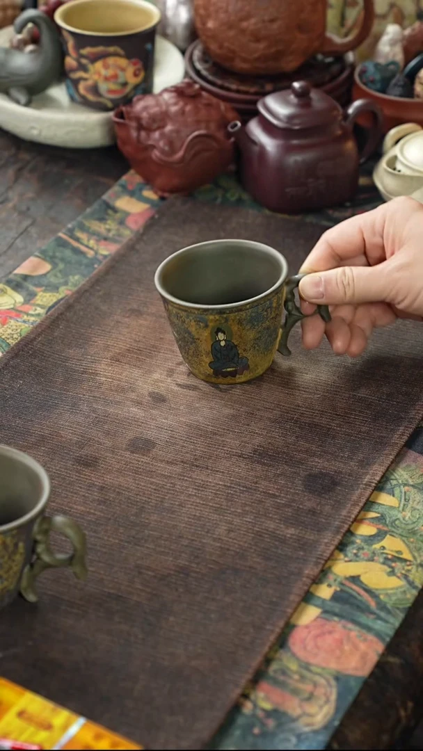 敦煌飞天无相佛青段手把杯