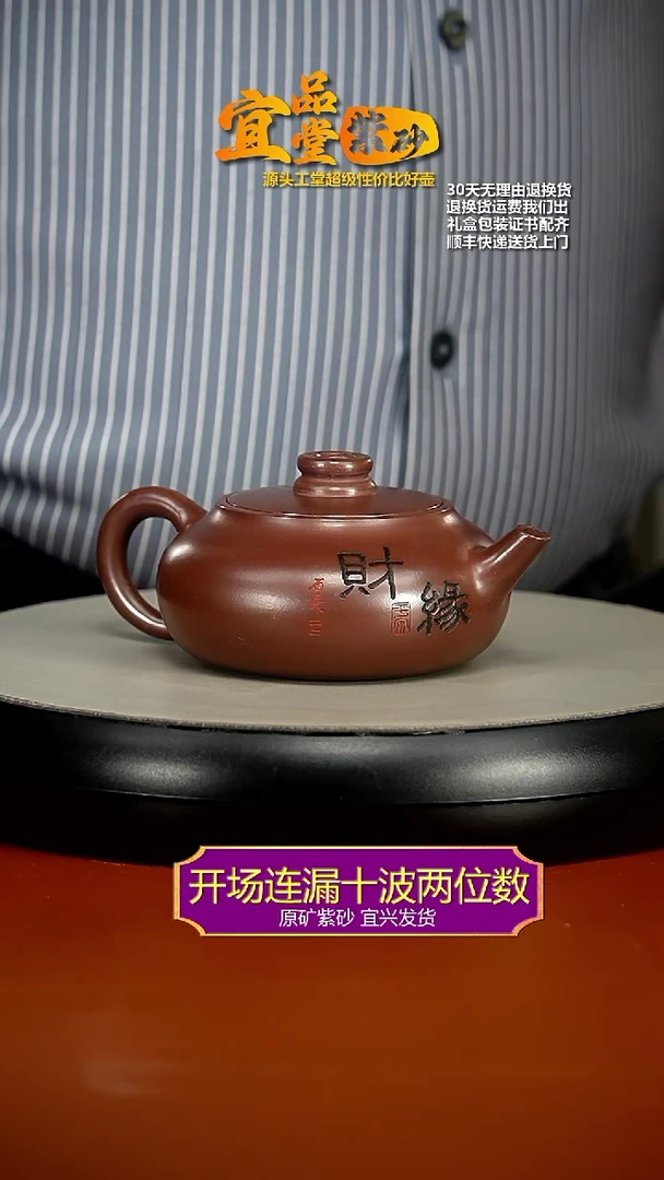 【闪购商品】紫砂茶壶蒋静明龙山紫玉钱币财缘220CC