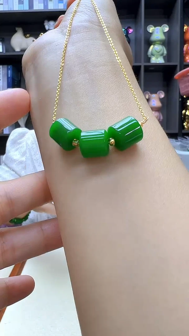 翡翠14K金镶嵌颈饰沉白diy劲饰