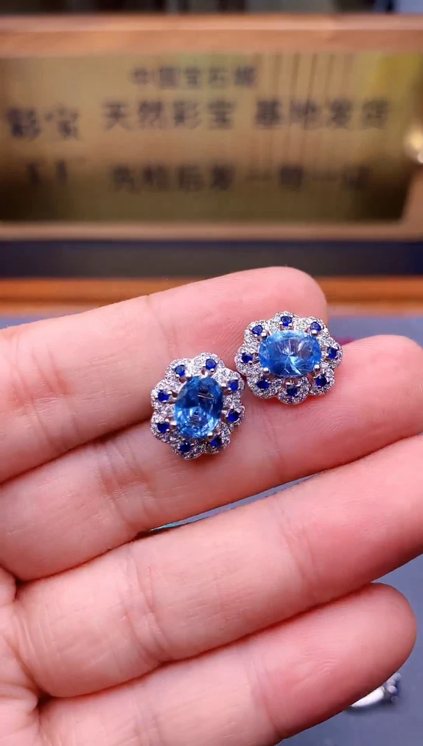 【闪购商品】海蓝宝石耳坠银S925镶嵌........