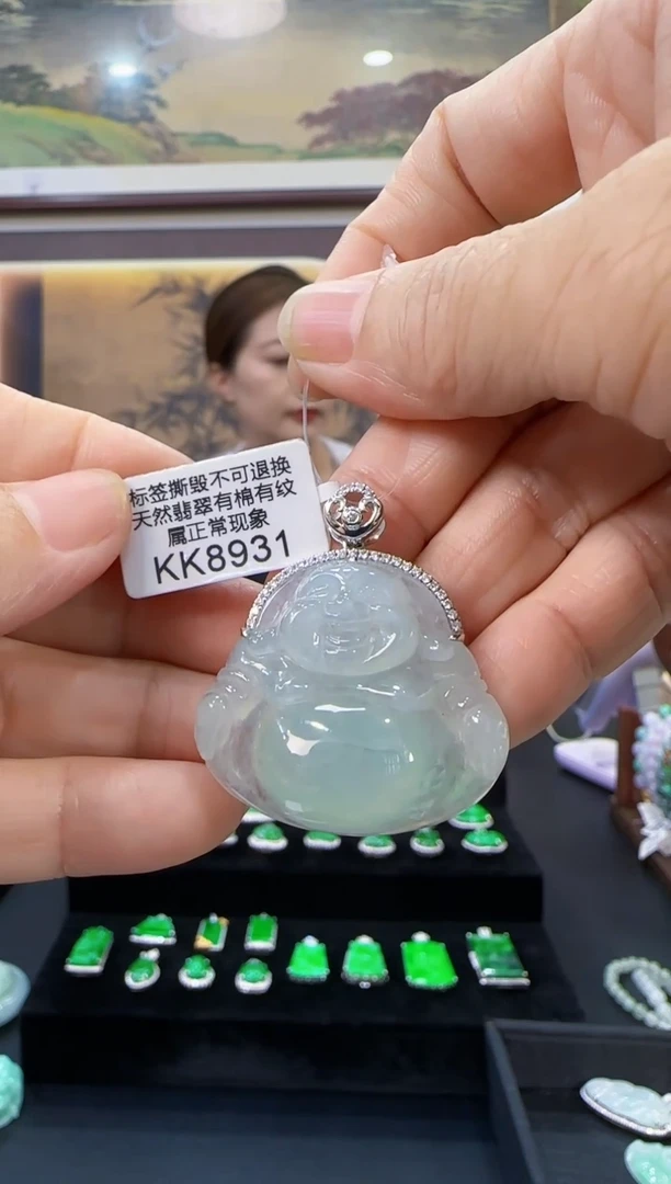 颈饰18K金镶嵌翡翠KK8931佛公