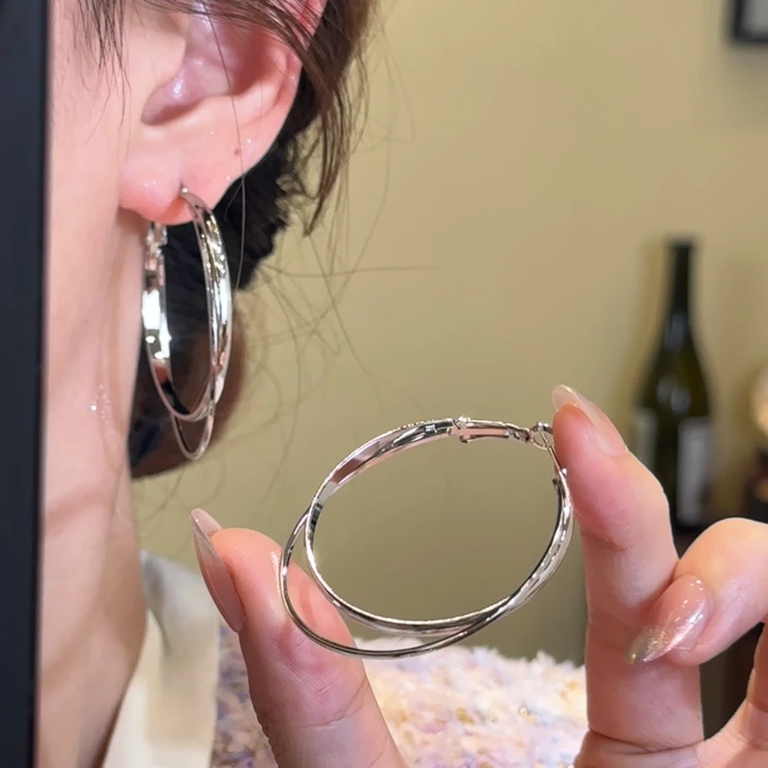 H482 极简冷淡风素圈耳环时尚百搭简约