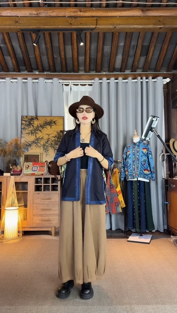 设计师款古布刺绣对襟外套