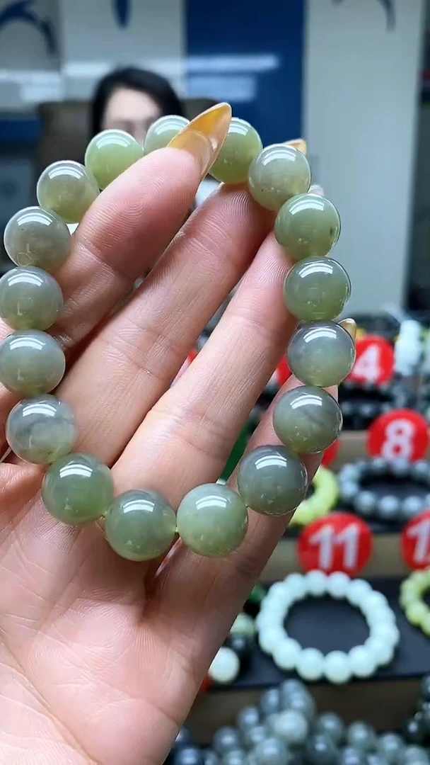 未镶嵌手串和田玉烟紫12有结构