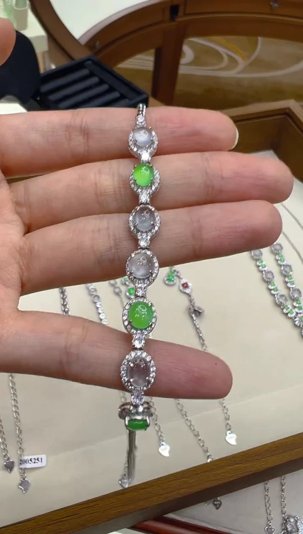银S925镶嵌手链翡翠多样性团购发一件