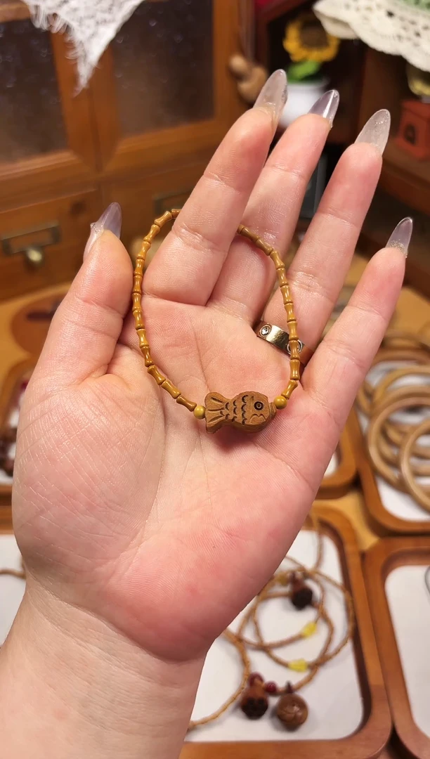 手串桃核竹节手串 桃木小鱼  备注手围