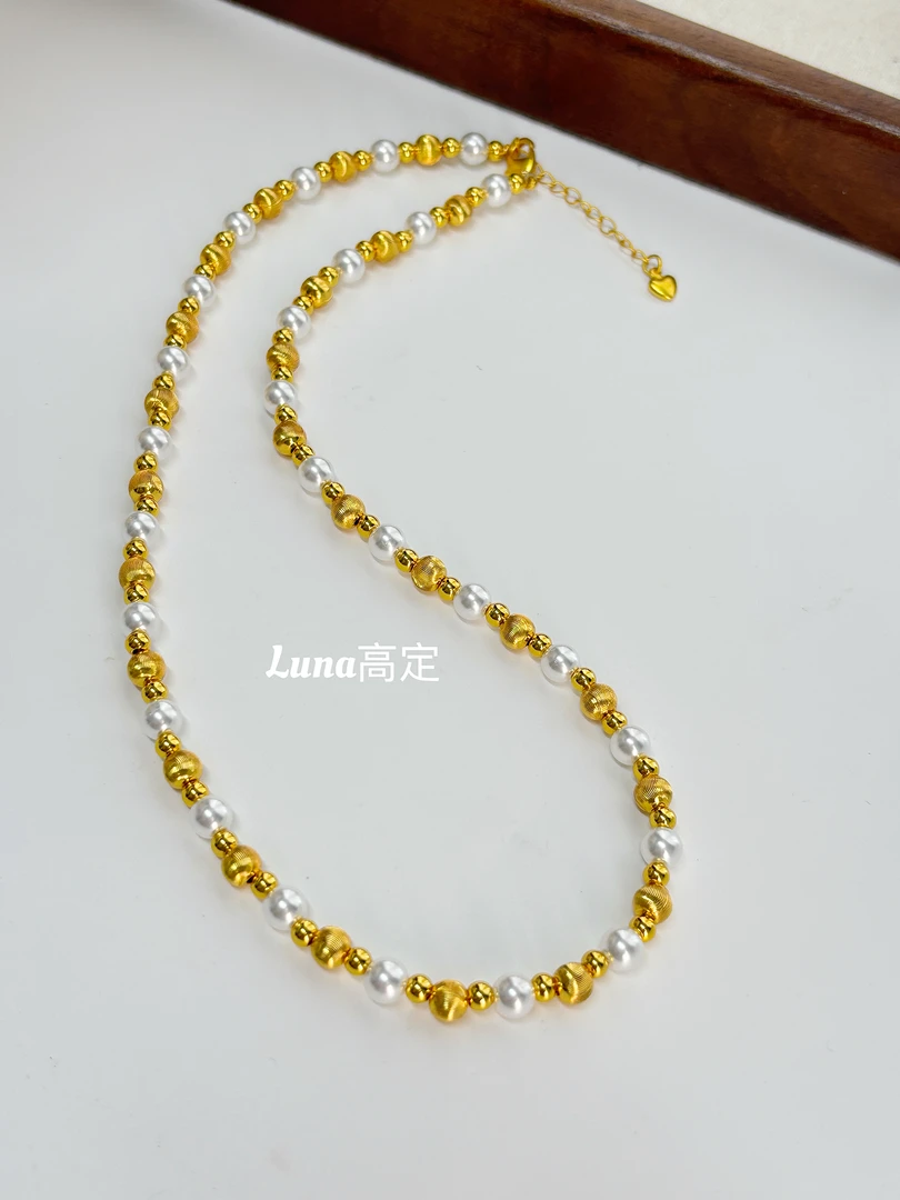铜合金项链 Luna定制0457古法猫眼转运珠百搭高级感项链