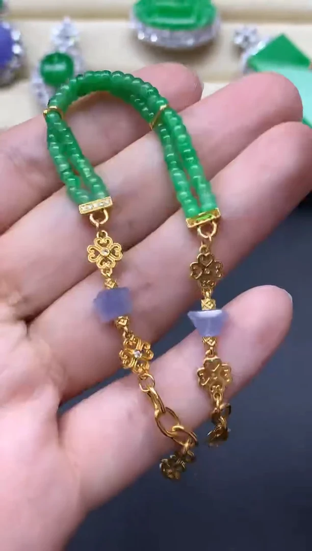 18K金镶嵌手链翡翠493-中国好珍宝