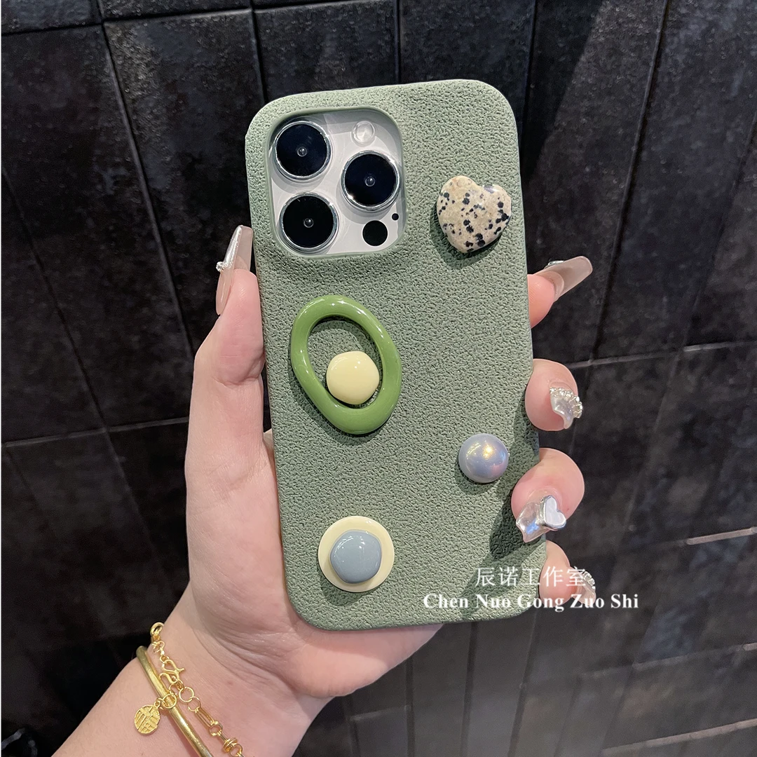 适用苹果华为手机壳16iphone15绿色月坑纹mate70/p80防摔保护套女