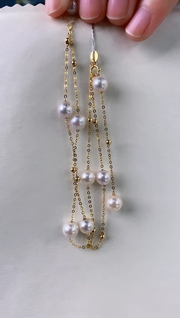 【闪购商品】海水珍珠项链18K金镶嵌6-7Akoya海水珍珠项链