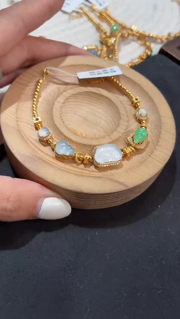 吊坠(不含链)银S925镶嵌翡翠手链