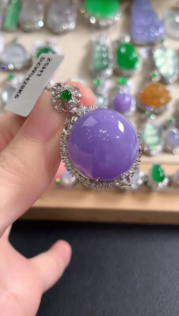 吊坠(不含链)18K金镶嵌翡翠冬日珠宝W27 紫货有色差