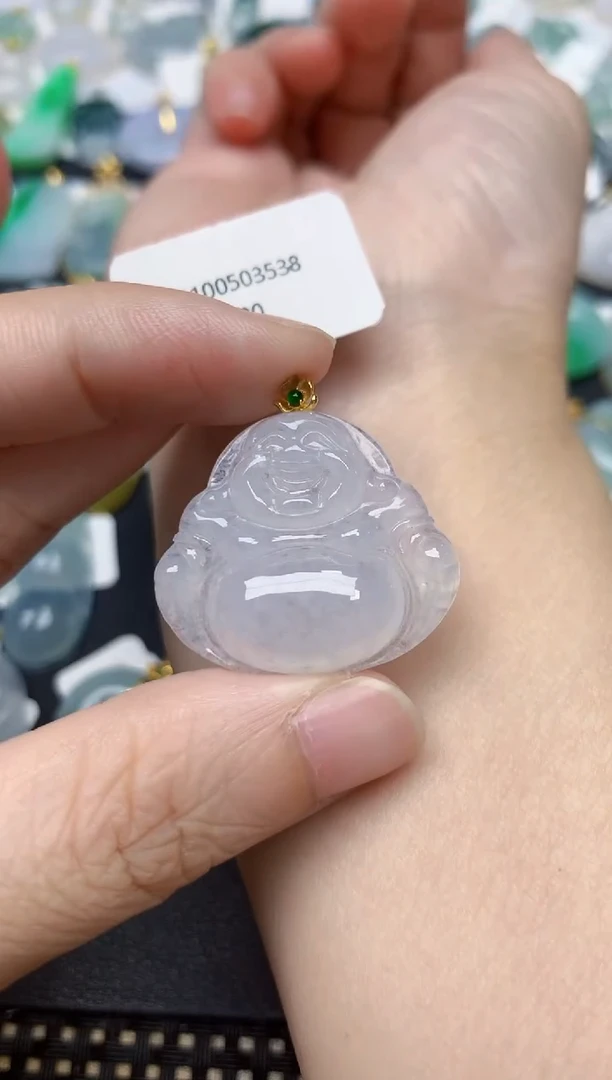 颈饰18K金镶嵌翡翠天然缅甸A货翡翠