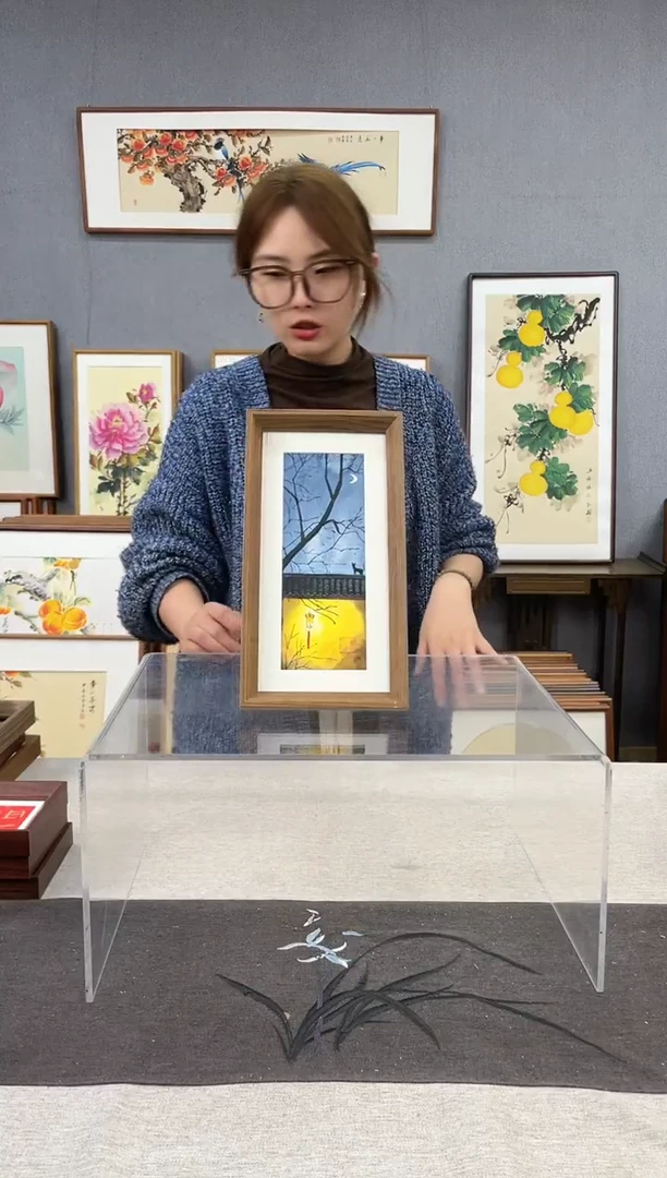 【闪购商品】国画手写手绘带框作品-16*29-