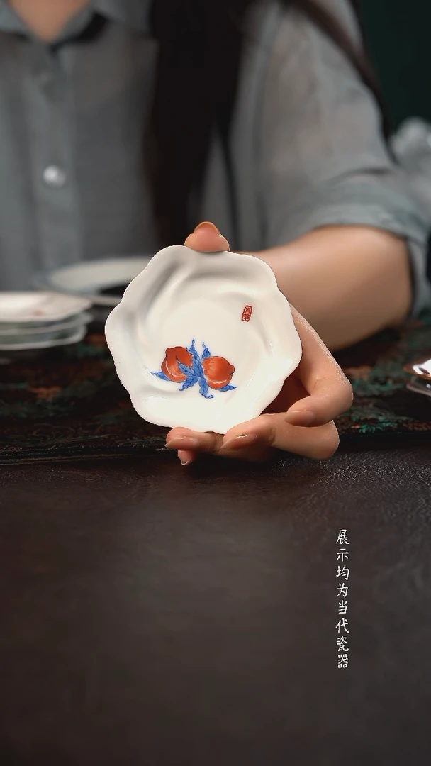 聚澜堂桃子花朵杯垫